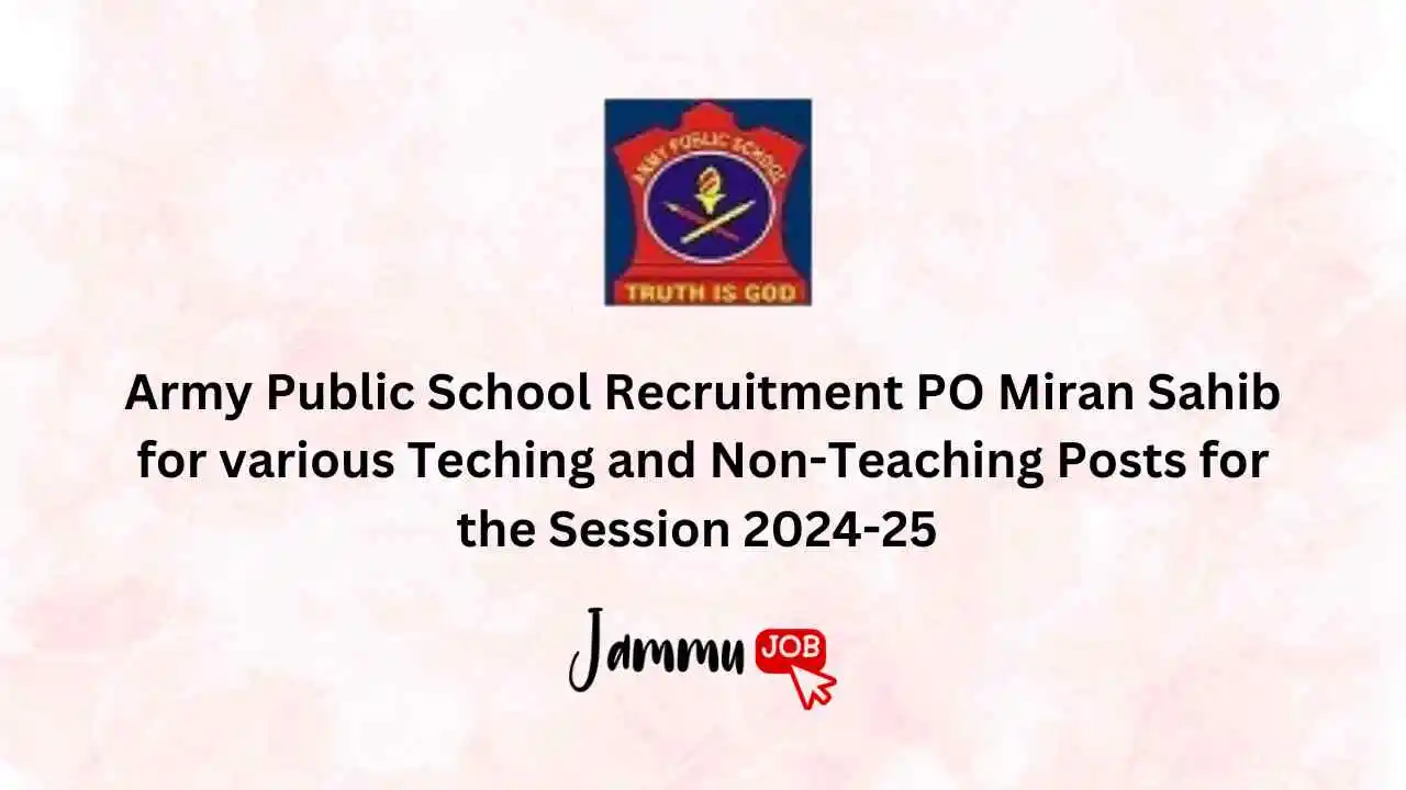 Army Public School Recruitment 2024