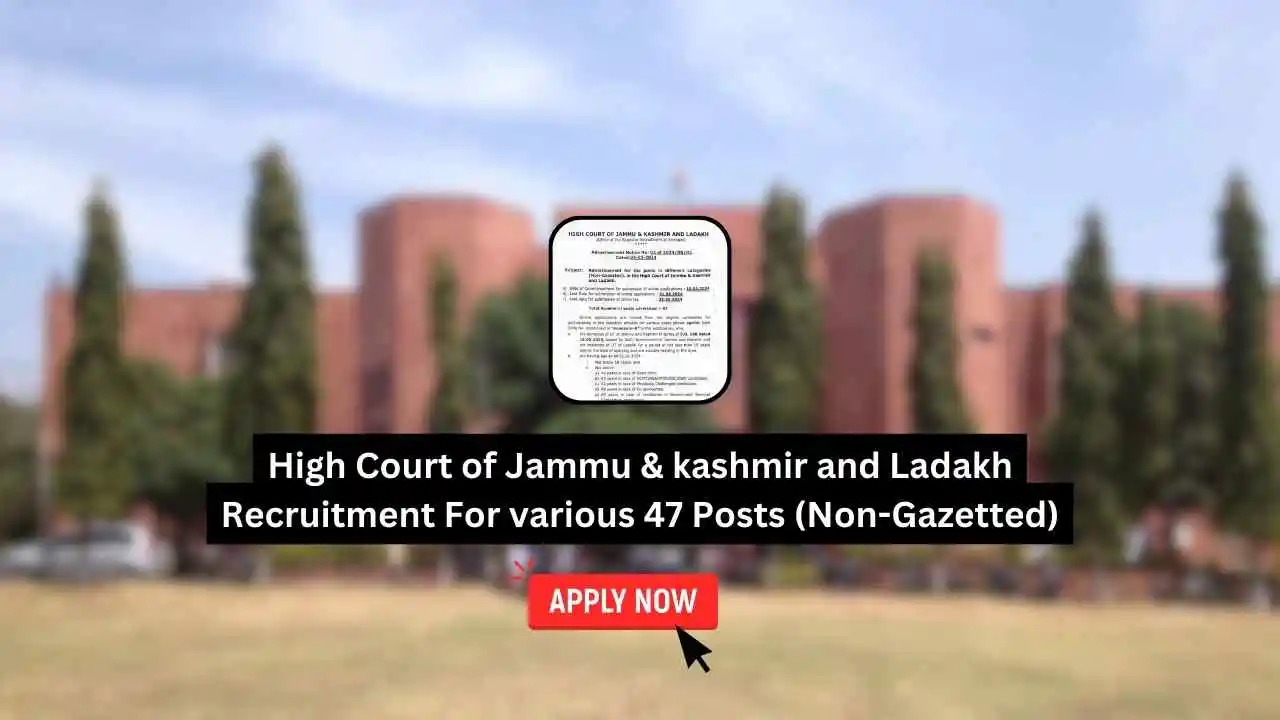 J&K High Court Recruitment 2024